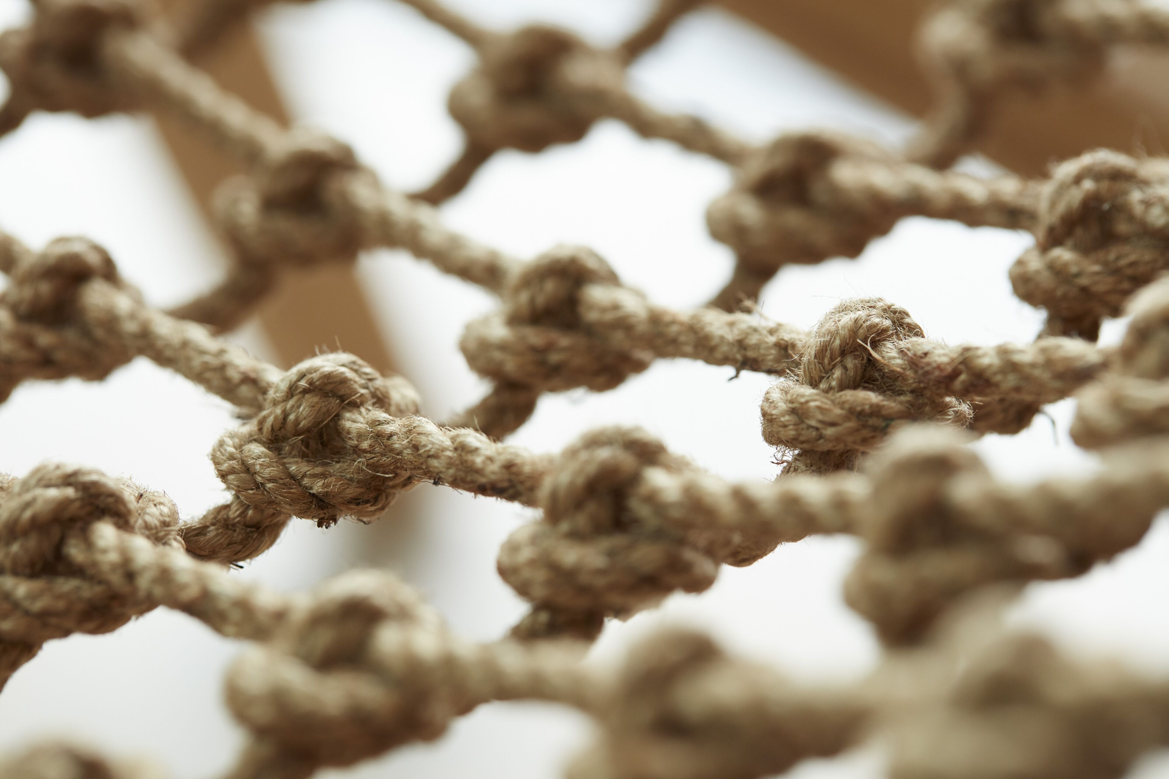 A close-up of a rope netting structure.