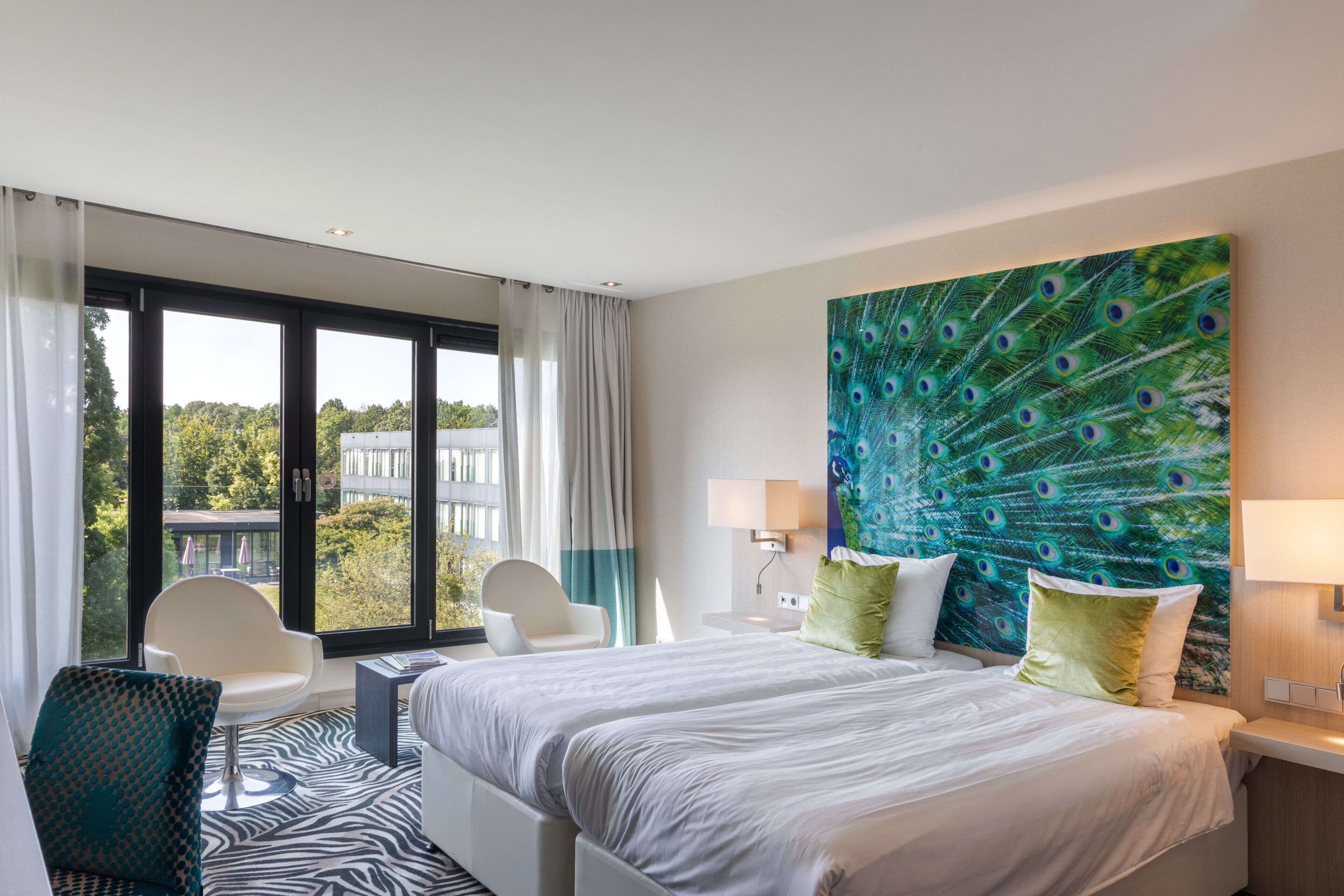 Chambre Double Confort, 2 lits une place, vue jardin | Vue de la chambre