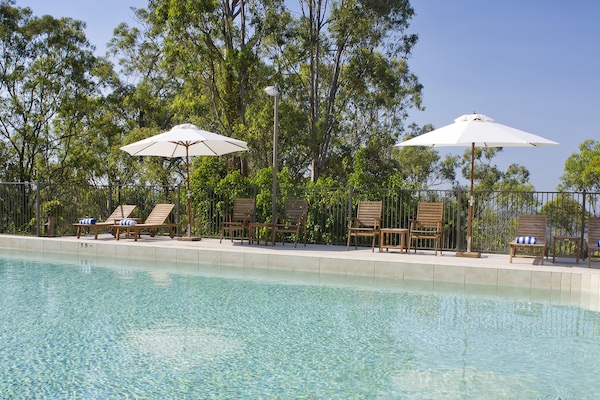 Outdoor pool, pool loungers