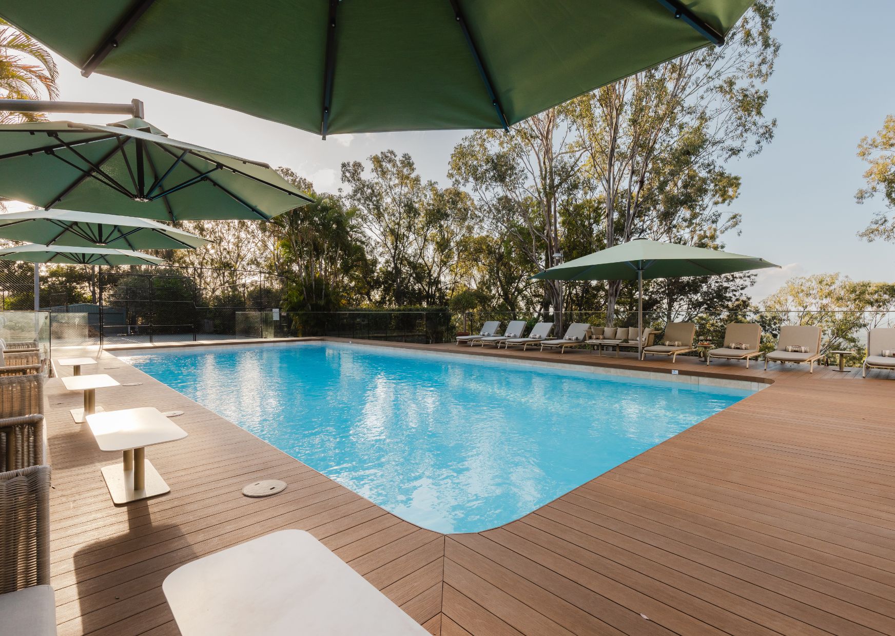 Outdoor pool, pool loungers