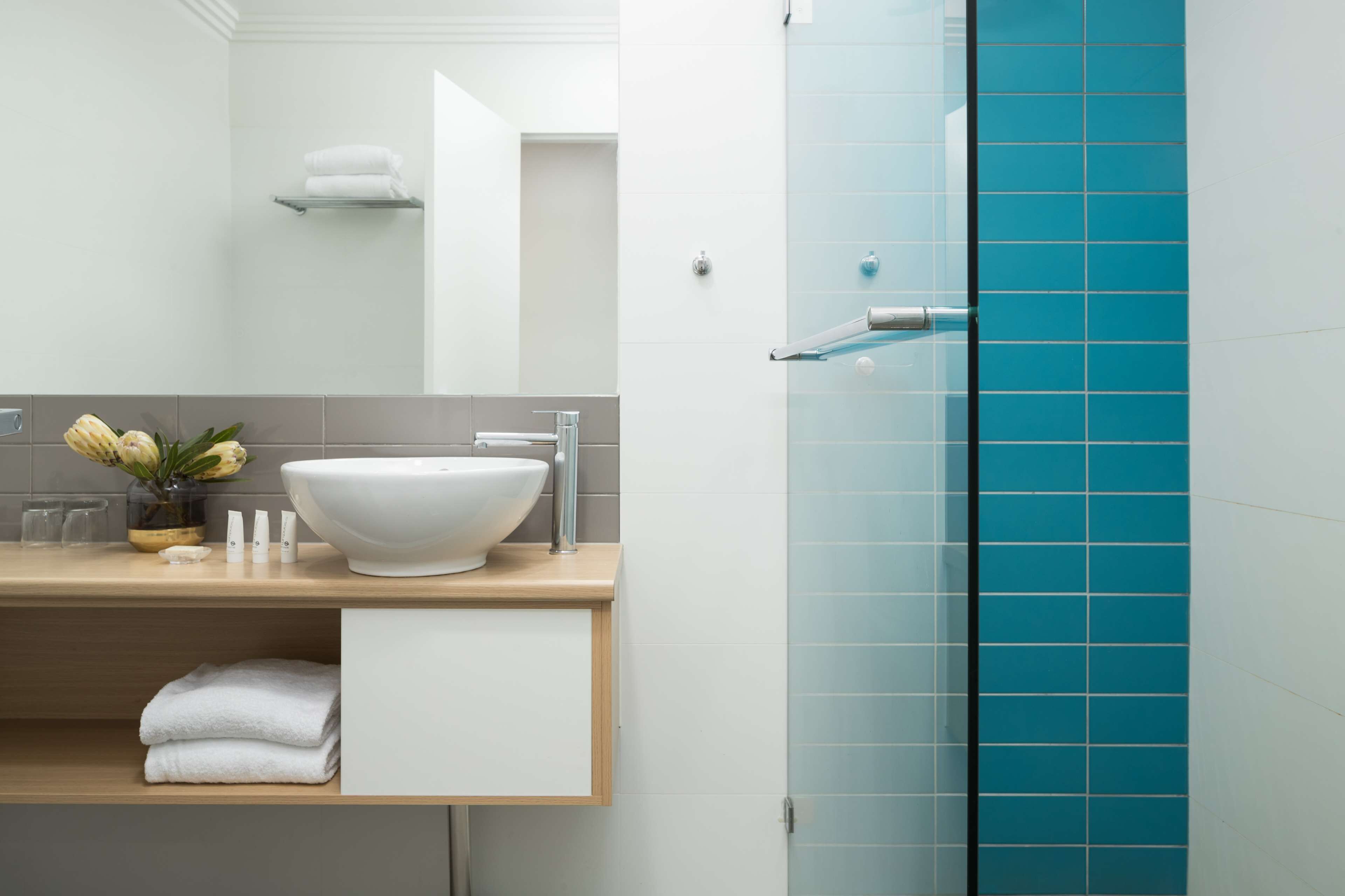 free toiletries, hair dryer, towels