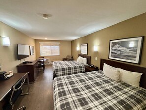 Room, 2 Queen Beds, Non Smoking (Efficiency) | Premium bedding, desk, laptop workspace, blackout curtains - Rodeway Inn & Suites (Kamloops)