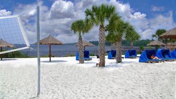 Beach volleyball, fishing