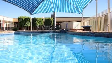 Outdoor pool, sun loungers