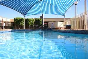 Outdoor pool, pool loungers