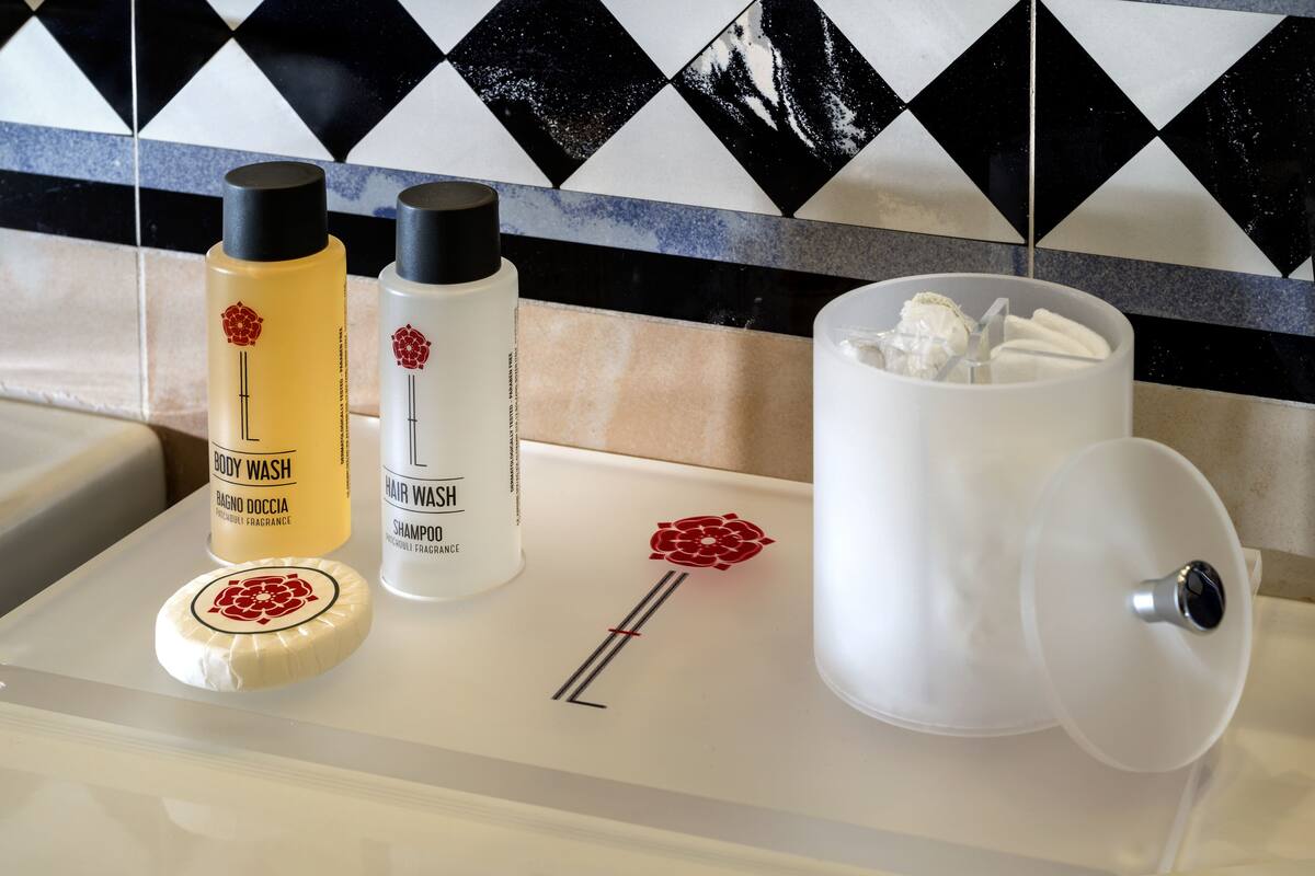 free toiletries, hair dryer, slippers, bidet