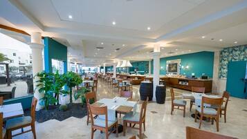 Breakfast, lunch served; local and international cuisine, pool views