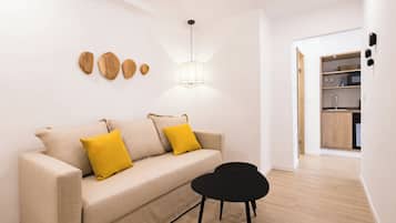 Minibar, desk, laptop workspace, blackout curtains