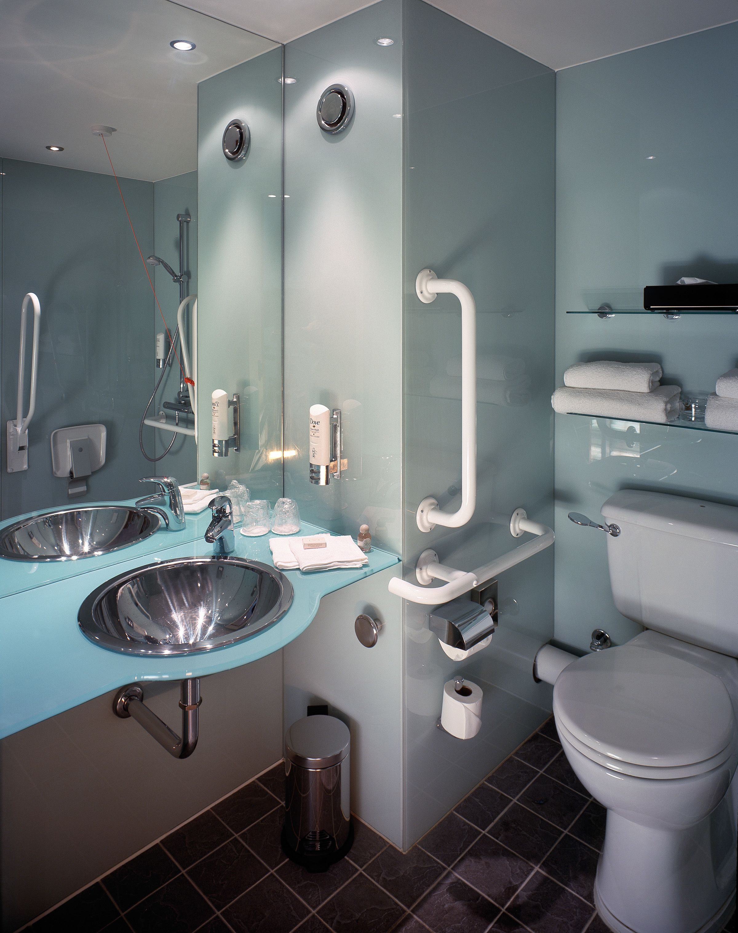 shower, eco-friendly toiletries, hair dryer, towels