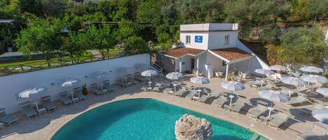 Seasonal outdoor pool, open 10 AM to 6 PM, pool umbrellas, pool loungers