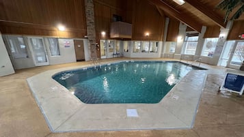 Indoor pool, open 9:00 AM to 10 PM, pool loungers