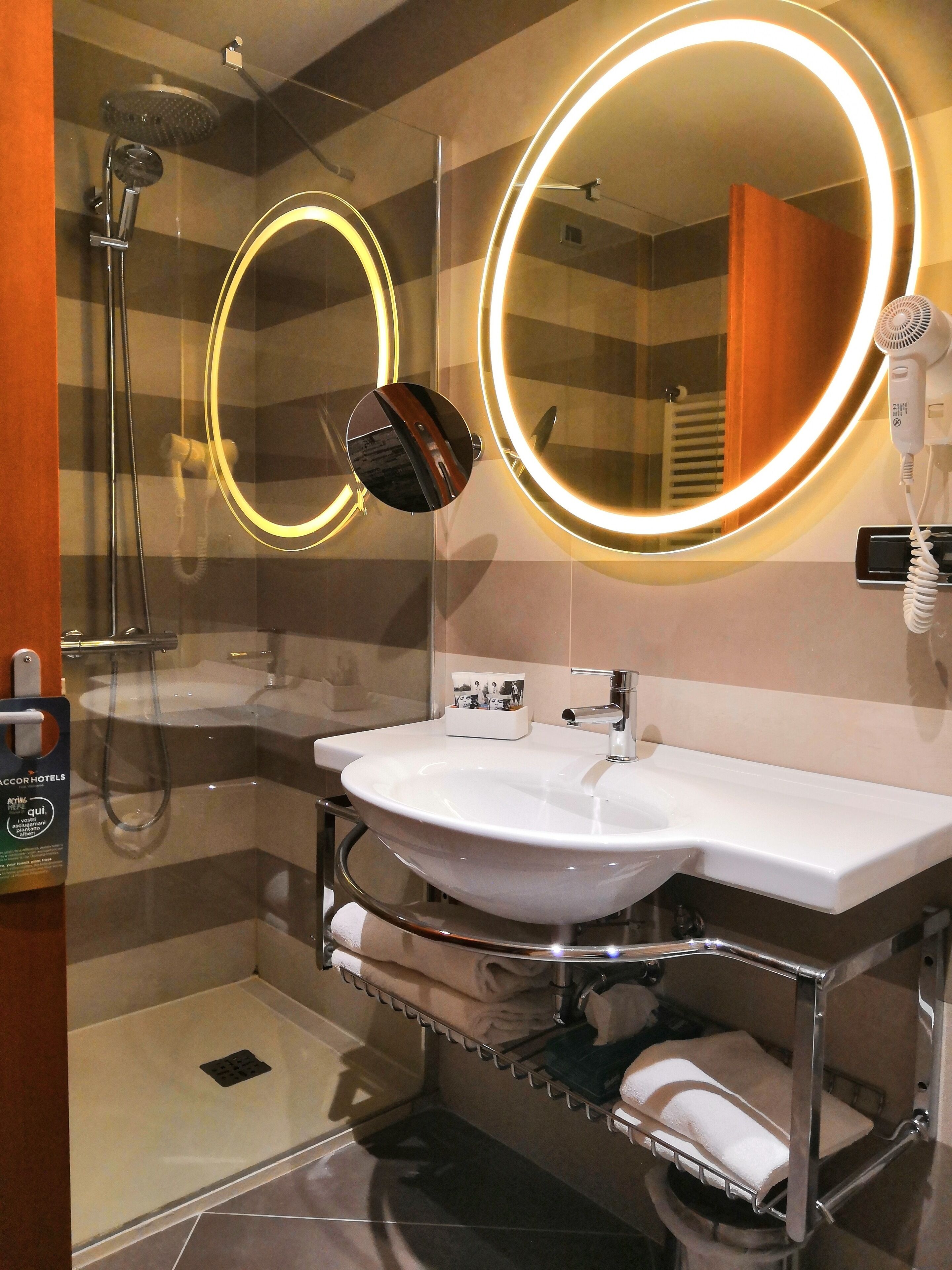 shower, eco-friendly toiletries, hair dryer, bidet