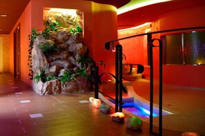 Sauna, hot tub, steam room, body treatments, sports massages