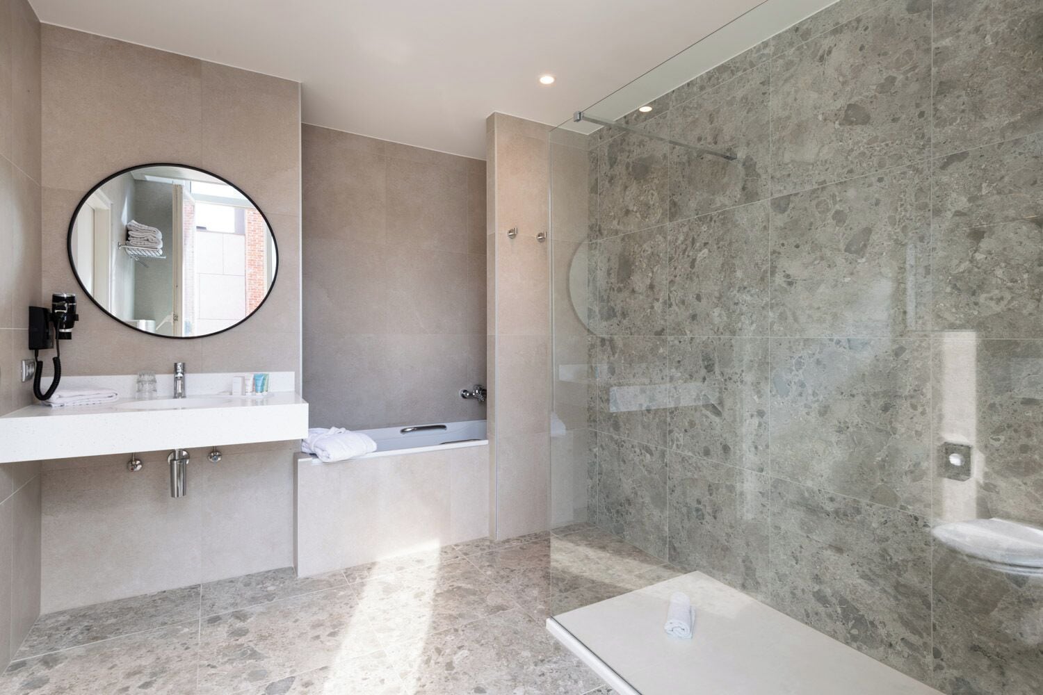 luxury double room, 1 king bed | bathroom | hair dryer, towels