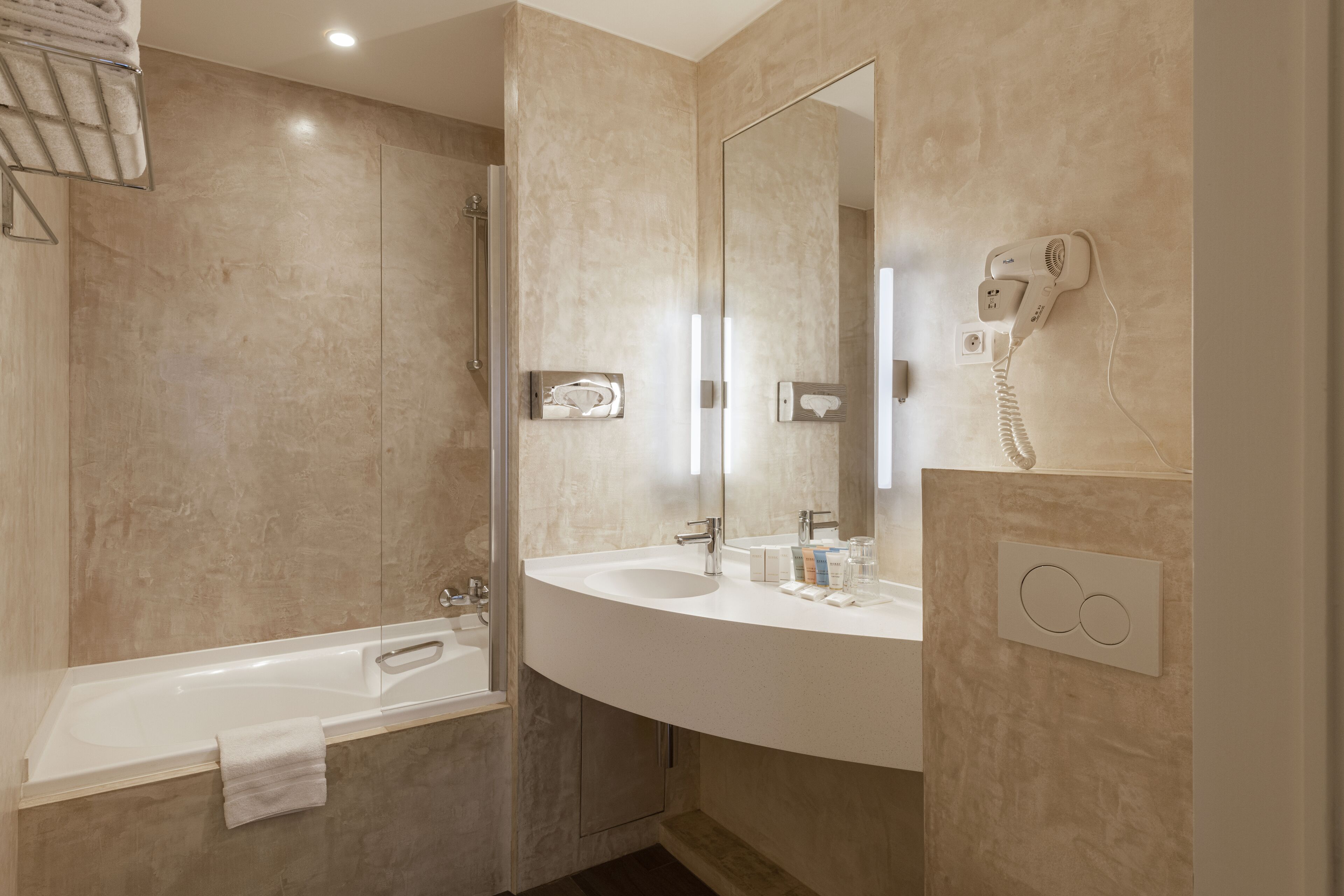 basic double room, 1 queen bed | bathroom | hair dryer, towels