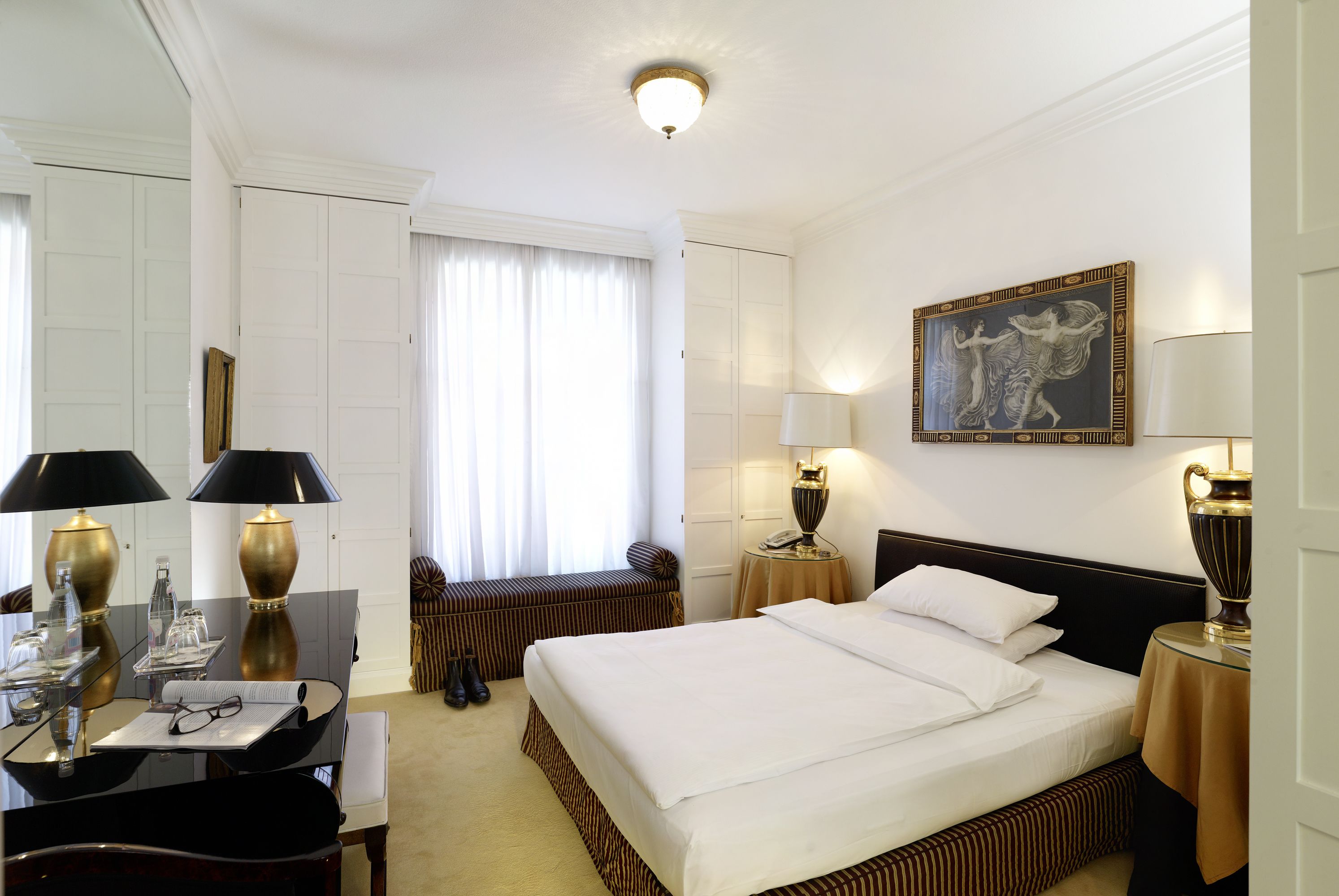 hypo-allergenic bedding, down duvets, in-room safe