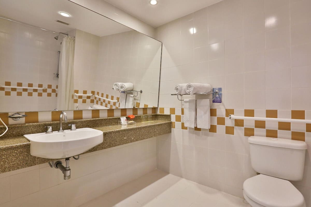 Bathroom | Shower, free toiletries, hair dryer, towels