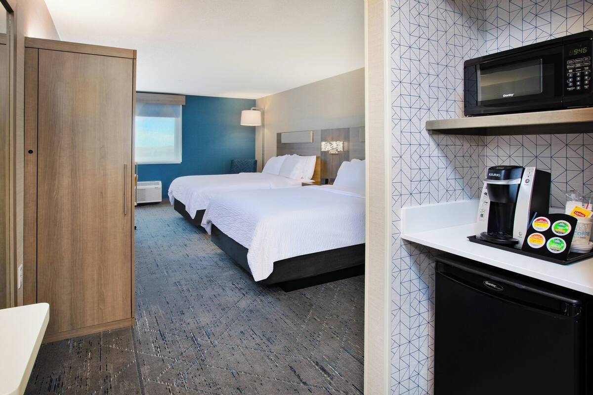 Standard Room, 2 Queen Beds | Desk, laptop workspace, blackout drapes, iron/ironing board