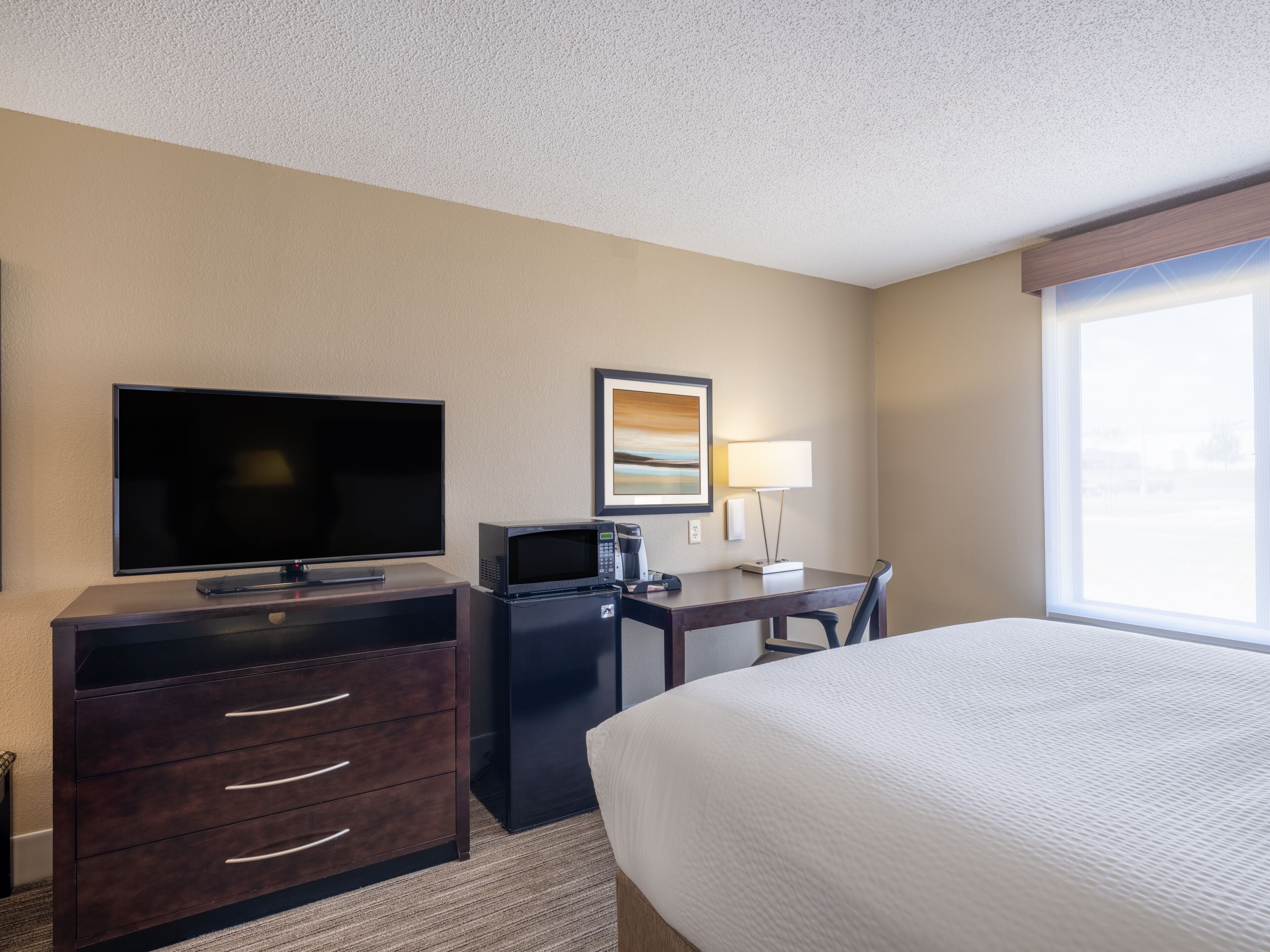 1 bedroom, desk, blackout curtains, iron/ironing board