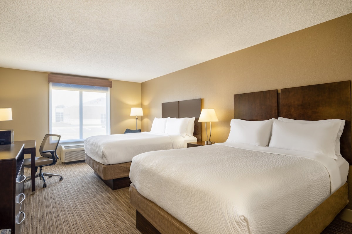 1 bedroom, desk, blackout curtains, iron/ironing board