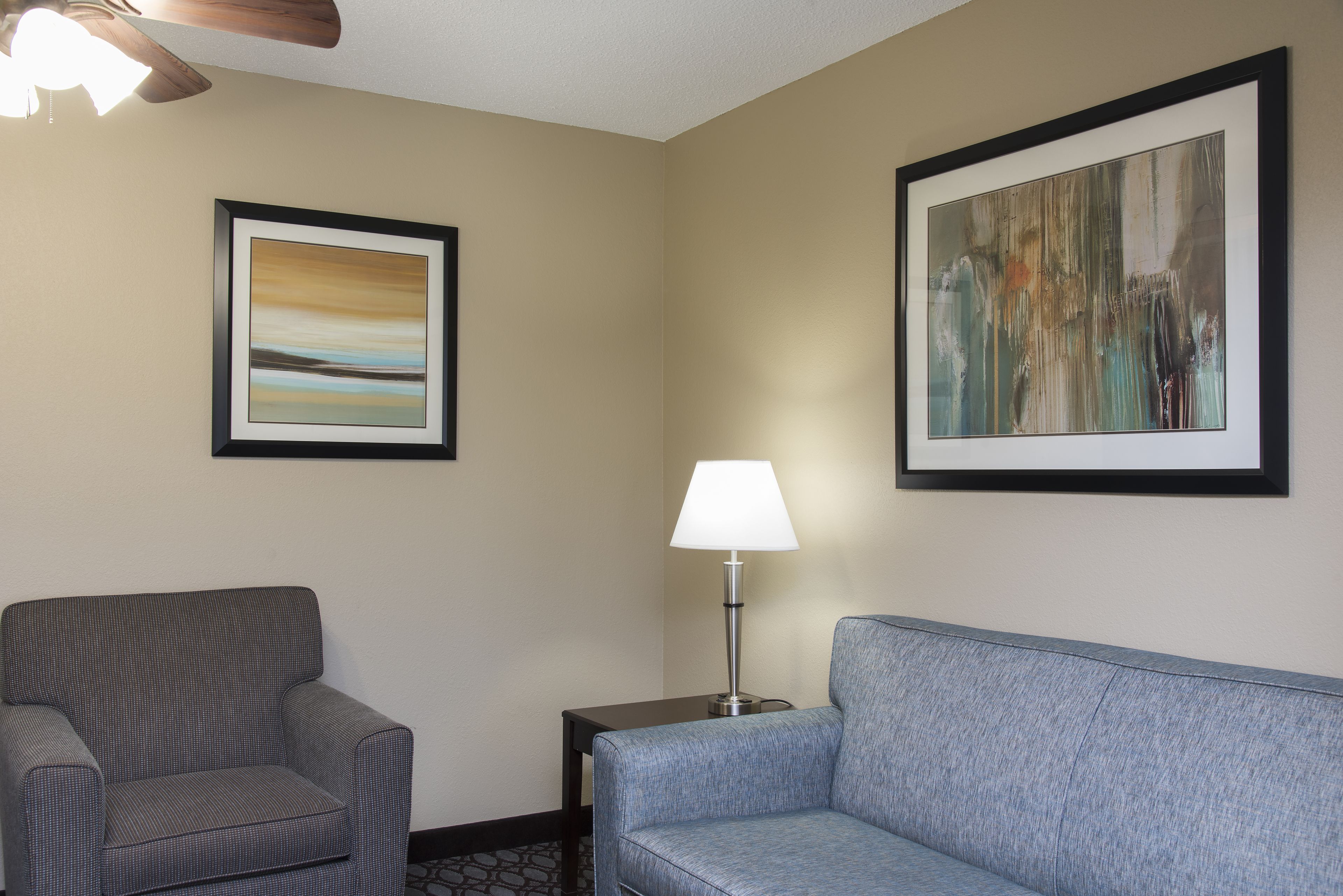 1 bedroom, desk, blackout curtains, iron/ironing board