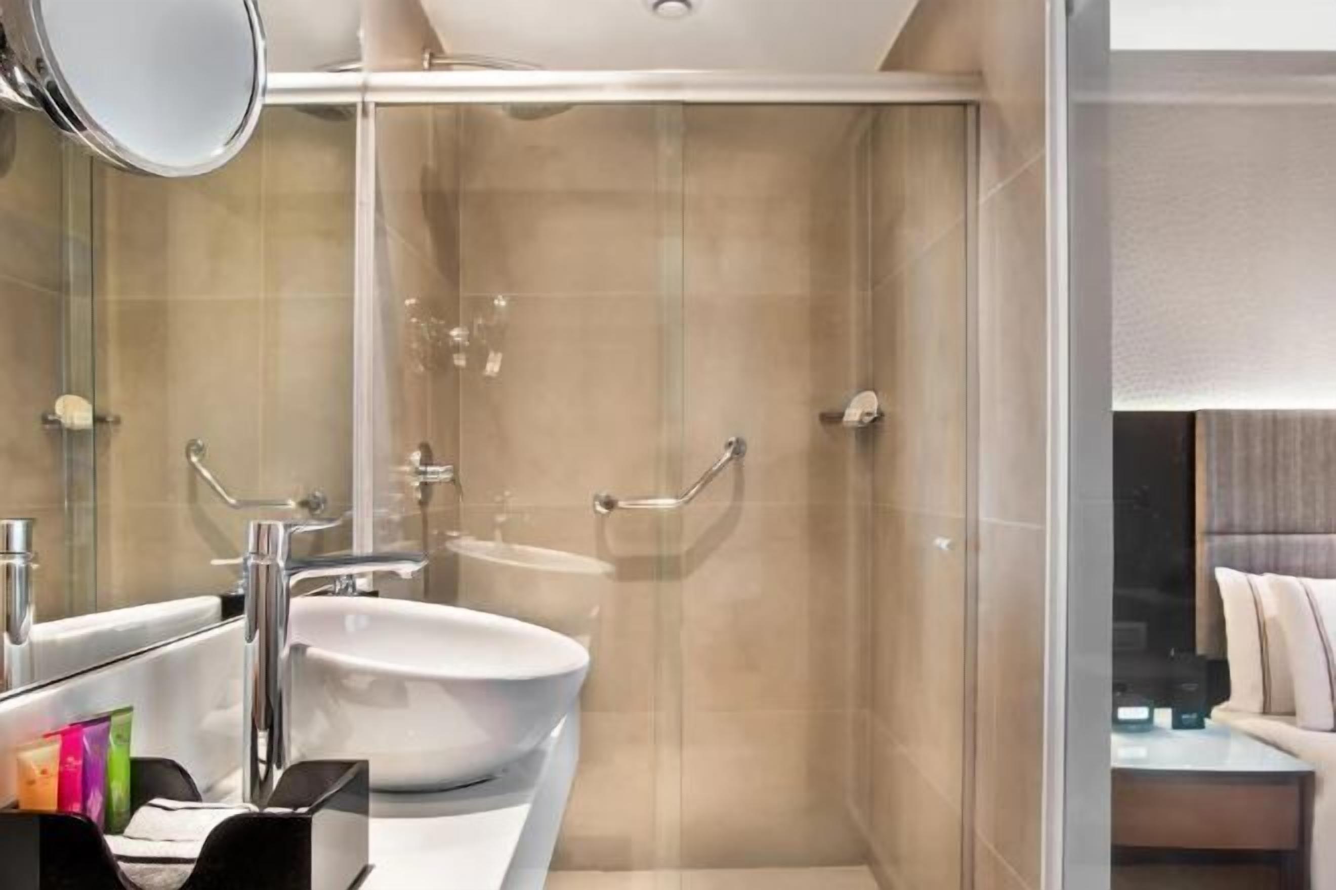 Bathroom | Shower, eco-friendly toiletries, hair dryer, towels