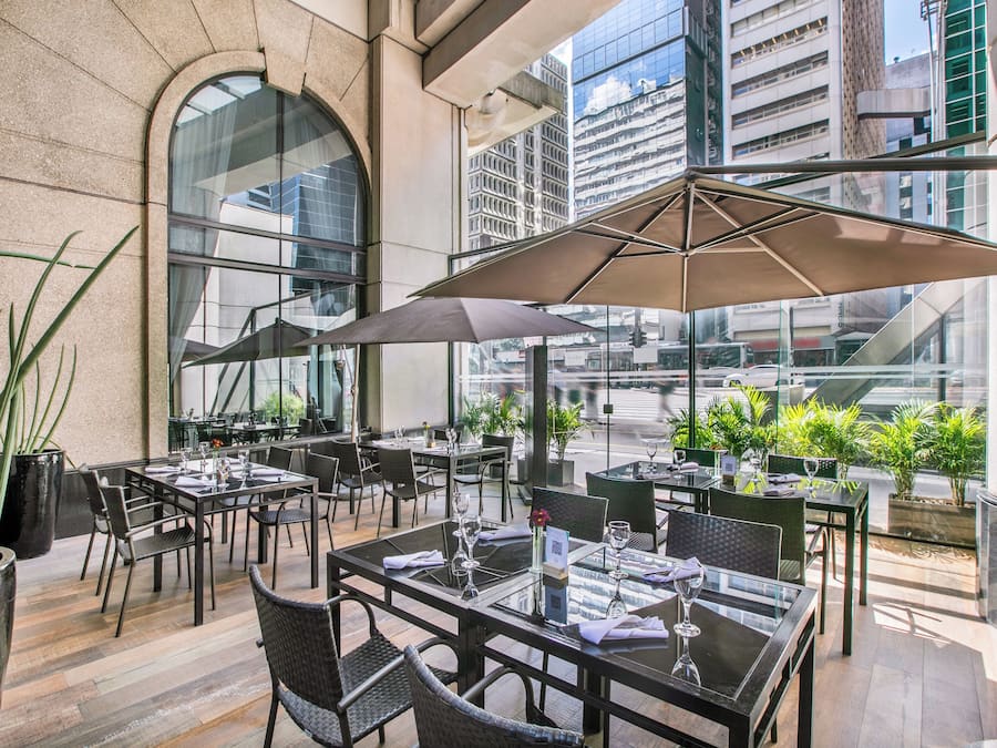 Breakfast, lunch, dinner served; international cuisine