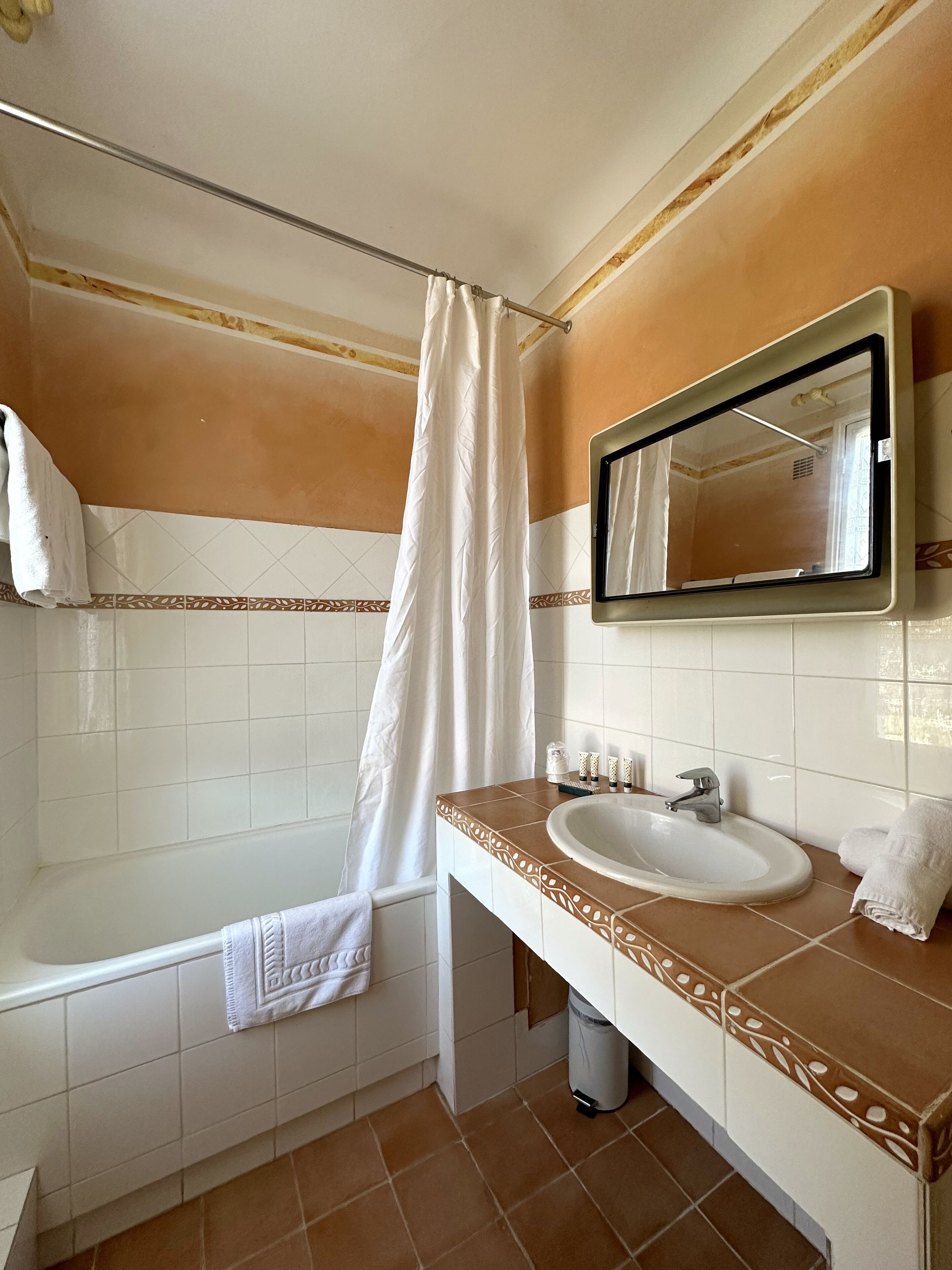 standard double room | bathroom | shower, free toiletries, hair dryer, towels