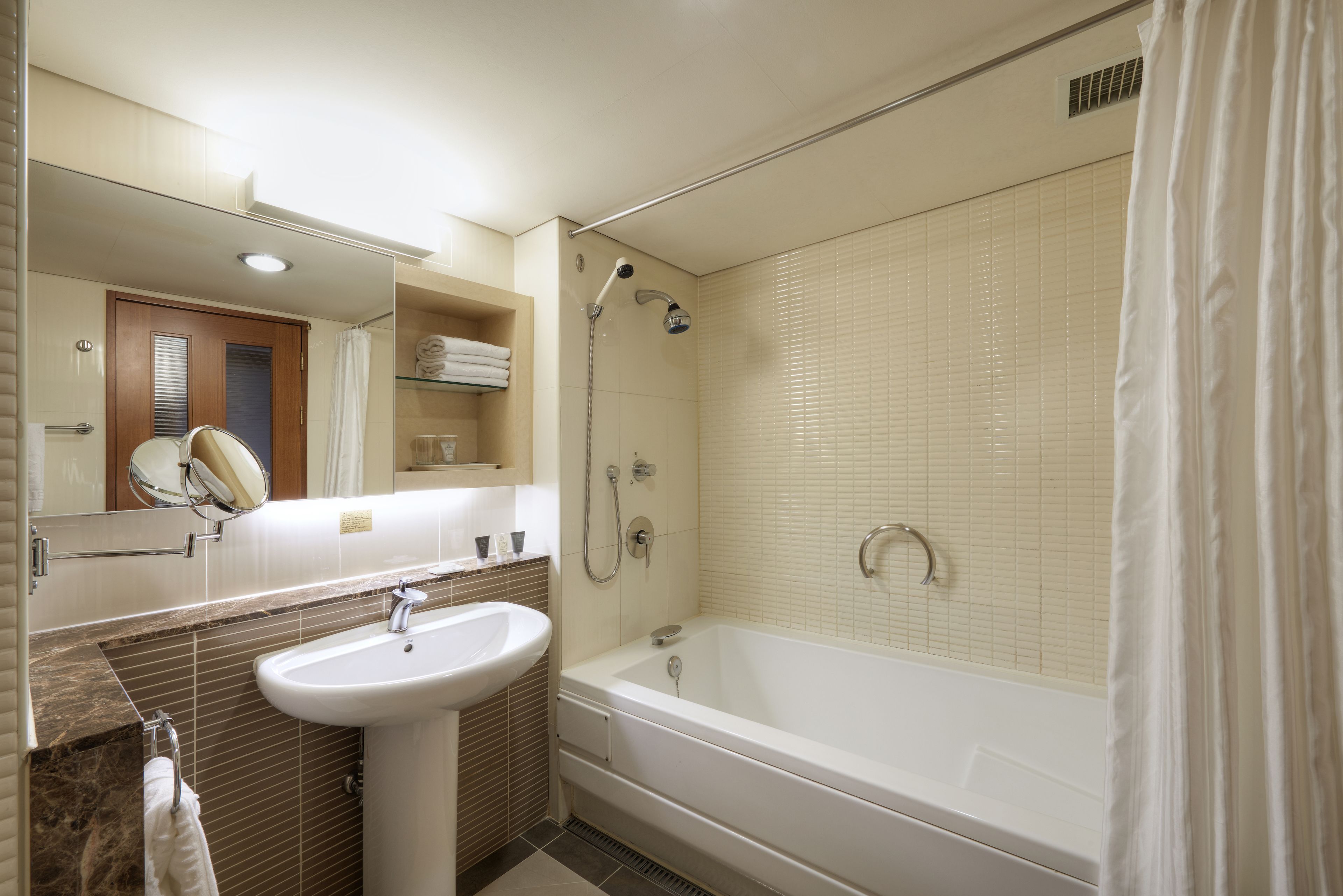 free toiletries, hair dryer, bathrobes, slippers