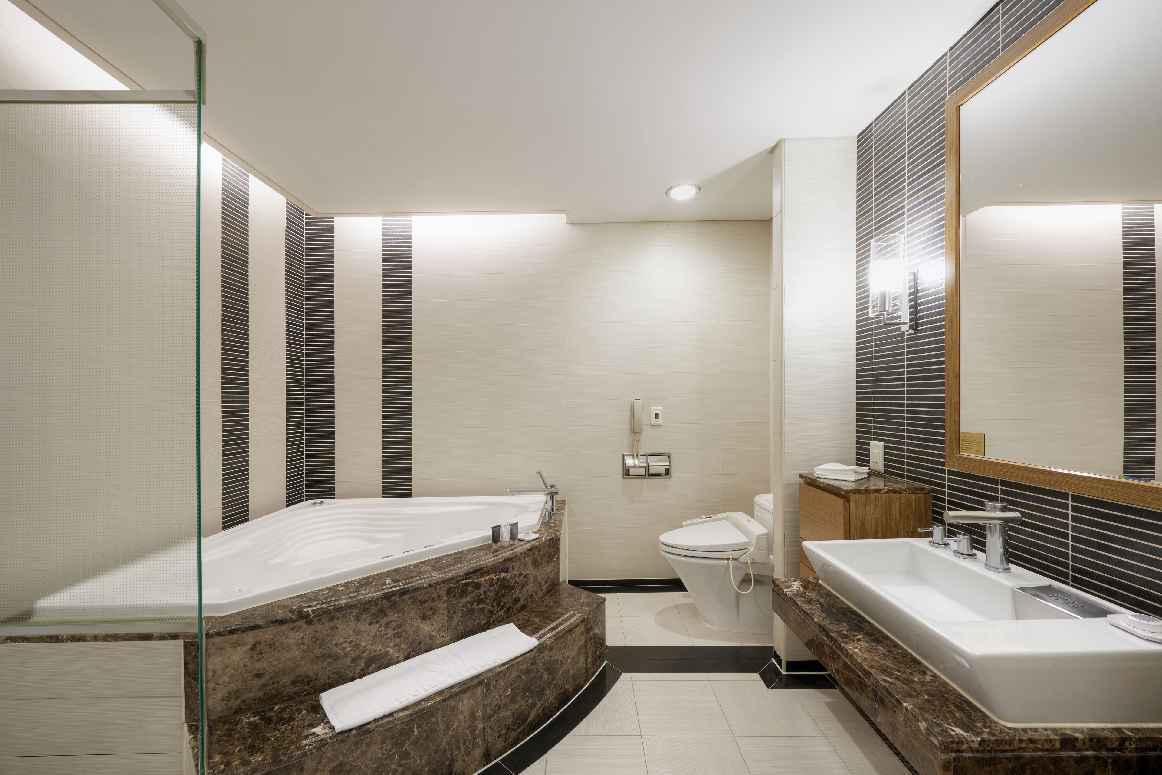 free toiletries, hair dryer, bathrobes, slippers