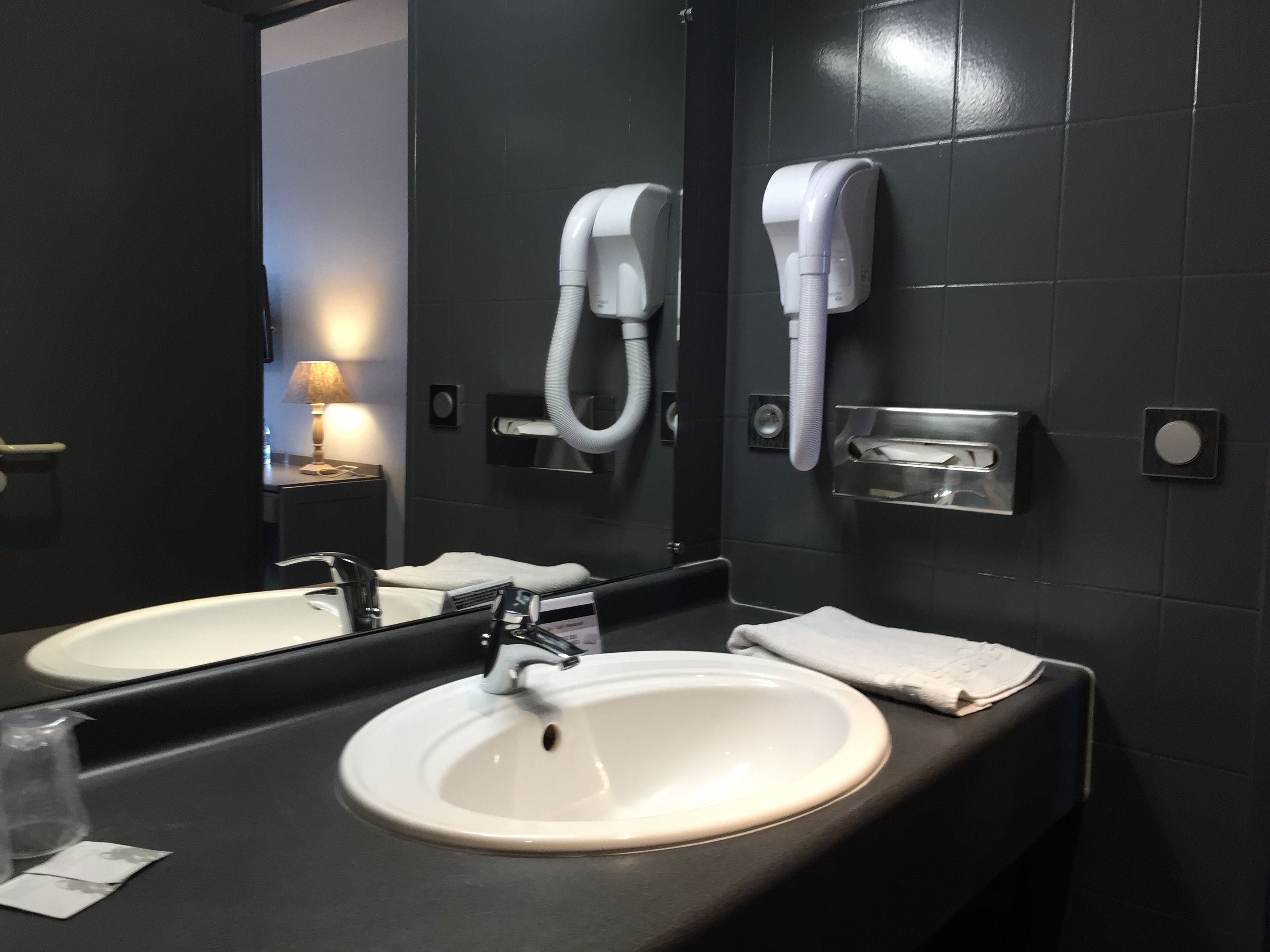 free toiletries, hair dryer, towels, shampoo