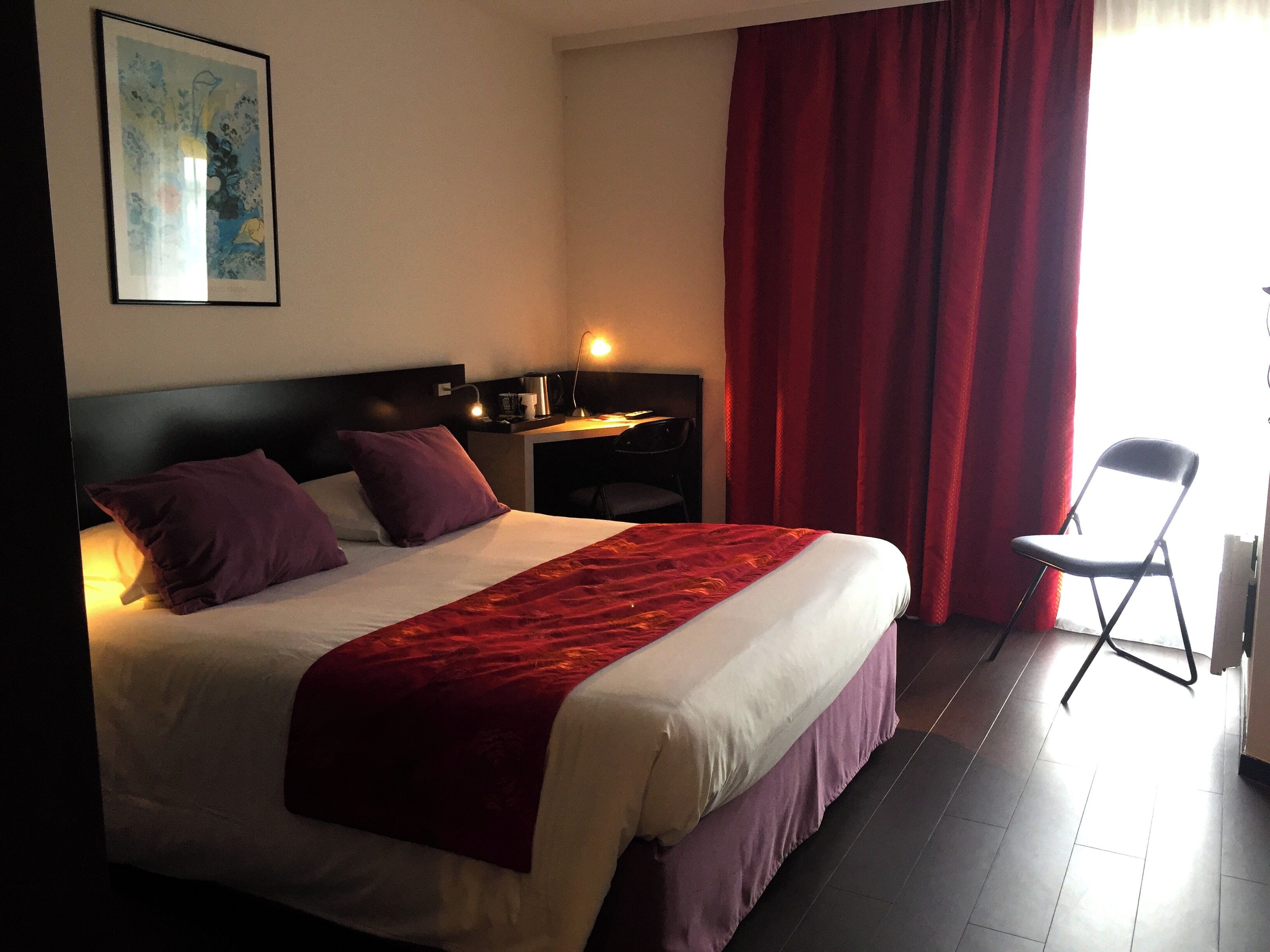 Desk, blackout curtains, iron/ironing board (on request), free WiFi