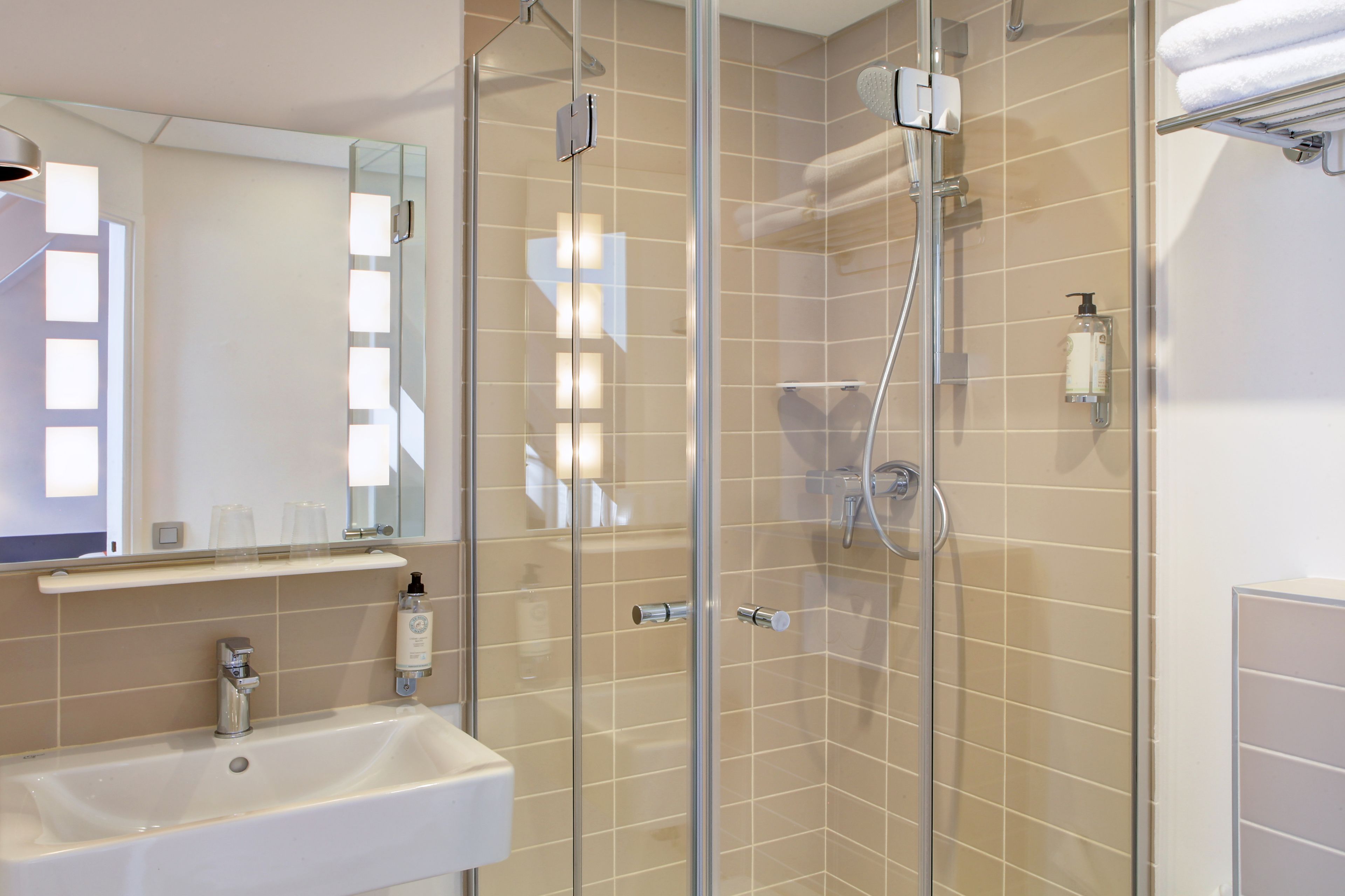 free toiletries, hair dryer, towels