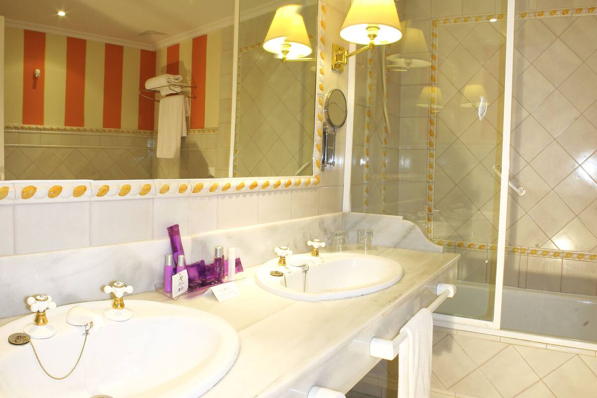 free toiletries, hair dryer, bathrobes, bidet