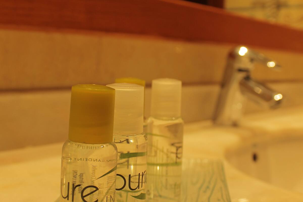 double room | bathroom amenities | combined shower/bathtub, deep-soaking bathtub, free toiletries