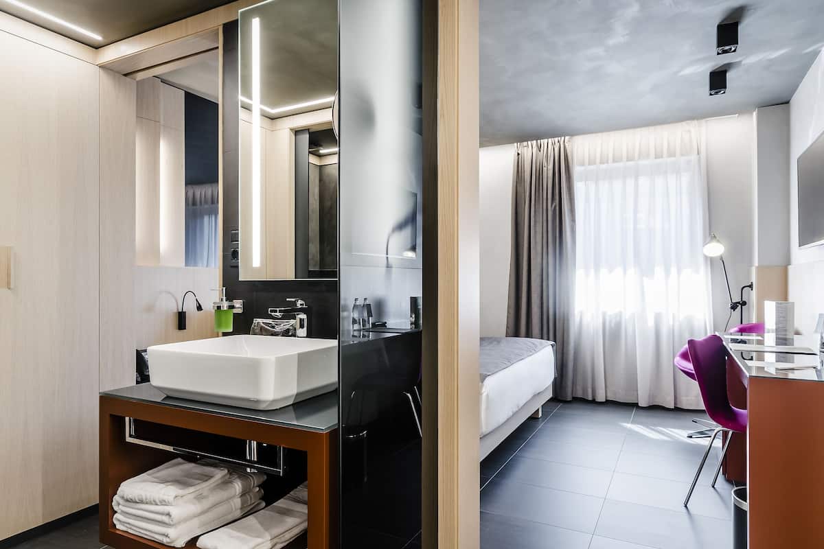 free toiletries, hair dryer, slippers, towels