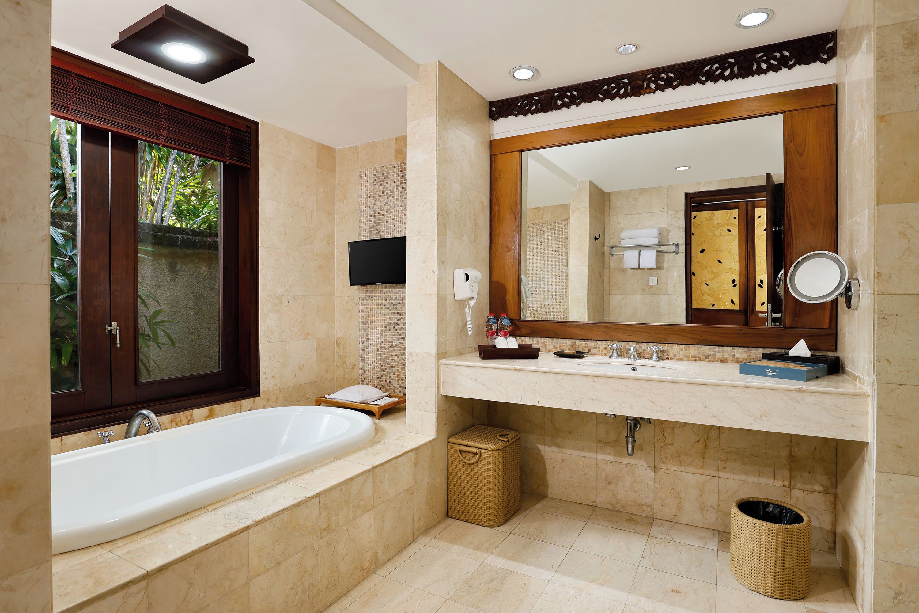 shower, free toiletries, hair dryer, bathrobes