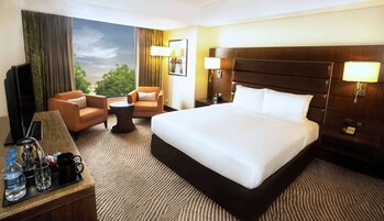 Premium bedding, memory foam beds, in-room safe, desk