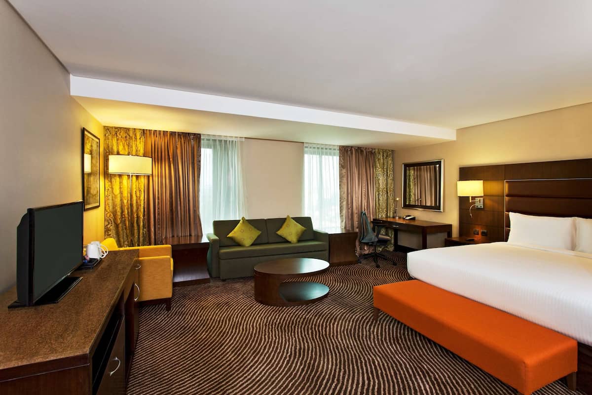 Premium bedding, memory-foam beds, in-room safe, desk