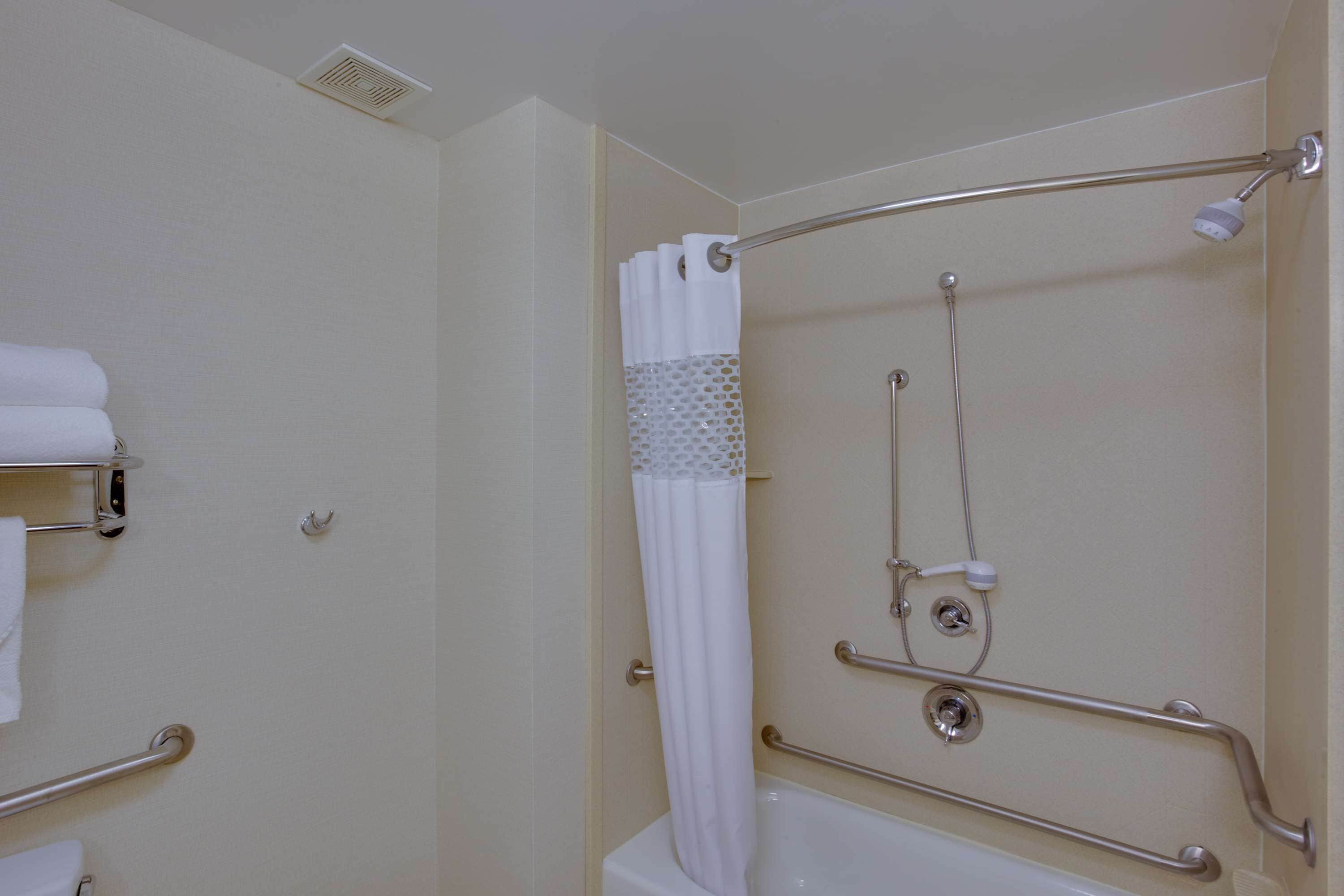 room, 1 king bed, accessible, bathtub (mobility & hearing) | bathroom | hair dryer, towels