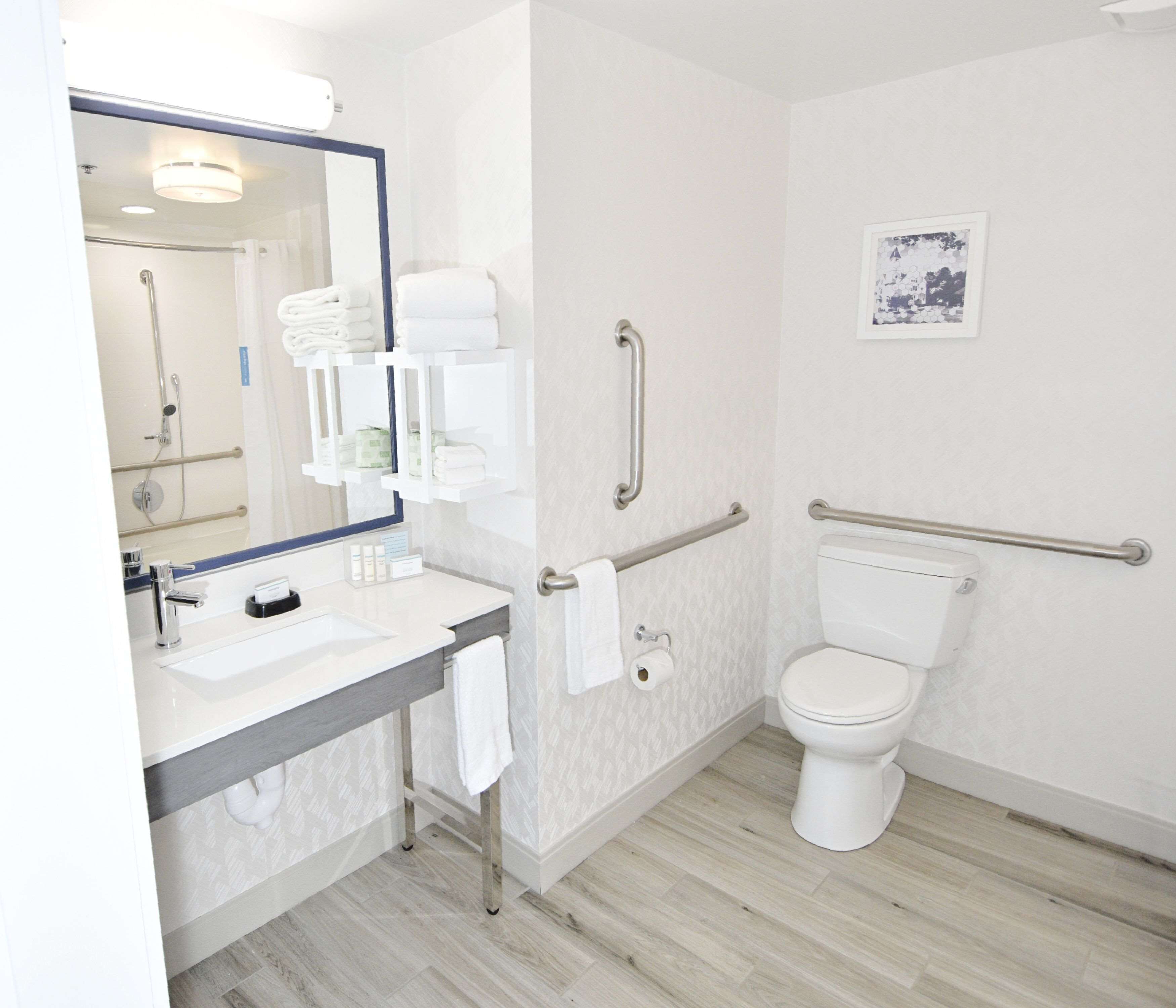 room, 1 king bed, accessible, bathtub (mobility & hearing) | bathroom | hair dryer, towels