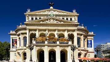 Un bâtiment de style classique, doté d’un dôme central, de fenêtres en arc de cercle et d’une statue sur le toit.