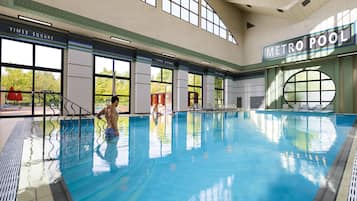 Indoor pool, seasonal outdoor pool, pool umbrellas, sun loungers