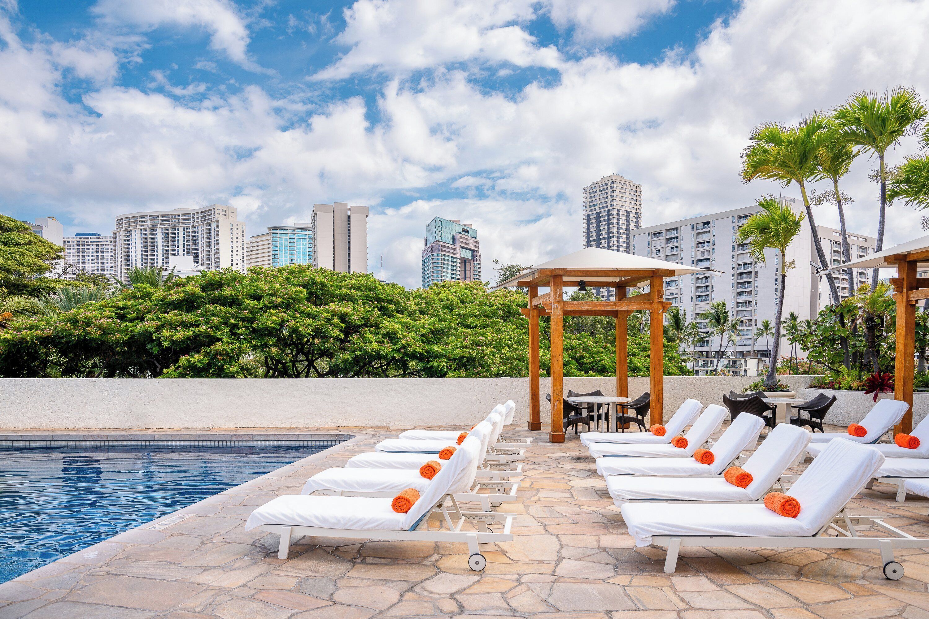 outdoor pool, open 9:00 am to 9:00 pm, free pool cabanas, pool loungers