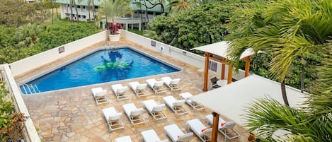 Outdoor pool, open 9:00 AM to 9:00 PM, free pool cabanas, pool loungers