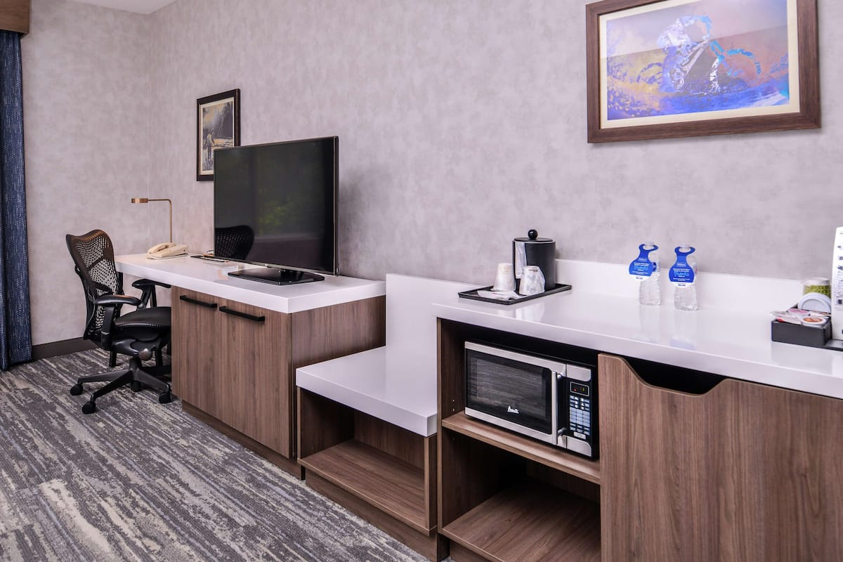 hypo-allergenic bedding, blackout curtains, iron/ironing board