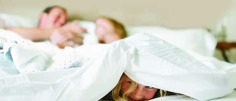 Premium bedding, down comforters, pillowtop beds, desk