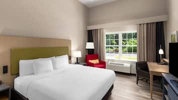 Premium bedding, down duvets, pillow-top beds, desk