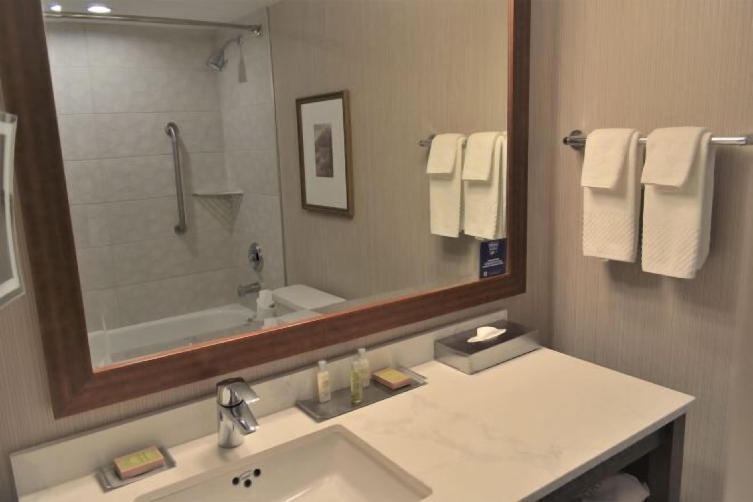 Bathroom | Hair dryer, towels, soap, shampoo