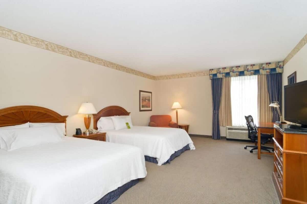 Desk, blackout drapes, soundproofing, iron/ironing board